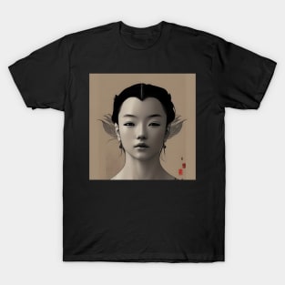 Beaux Animes Art, Ukiyo-e Anime Girl Illustration Design T-Shirt